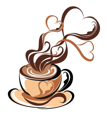 Love coffee  Coffee with steam form of heartsのイラスト素材