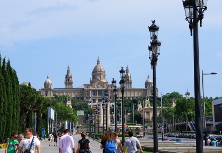 BARCELONA, SPAIN - MAY 28: National Museum in Placa De Espanya on May 28,2012のeditorial素材