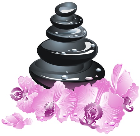 Spa stones with flowers orchidのイラスト素材