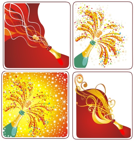 Champagne. Set celebration background のイラスト素材