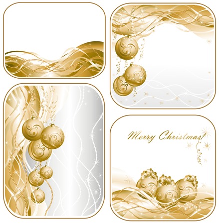 Set christmas background with golden evening ballsのイラスト素材