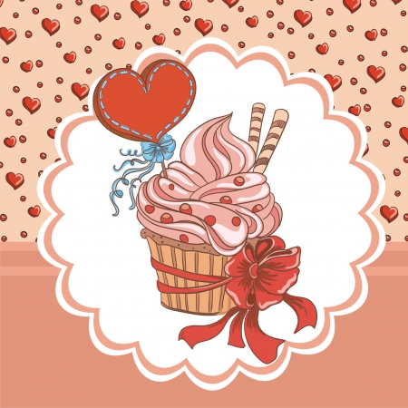 Vintage card with cupcakeのイラスト素材