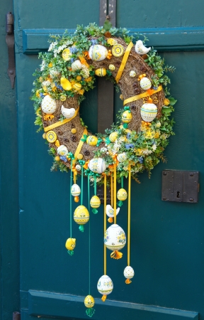  Traditional Easter decorations on the doors of old houses in Zlata Ulicka の写真素材