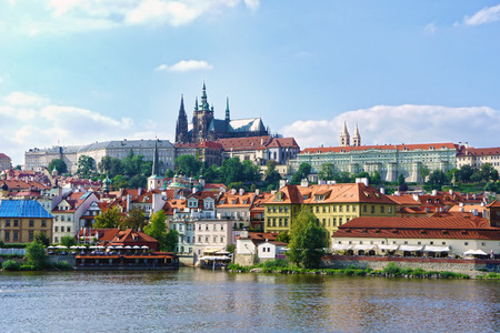 View on the Prague gothic Castle above River Vltava, Czech Republic