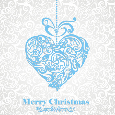 Vintage Christmas card with stylized floral heart. Vector illustration.のイラスト素材
