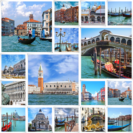 Collage of landmarks in Venice, Italy.のeditorial素材