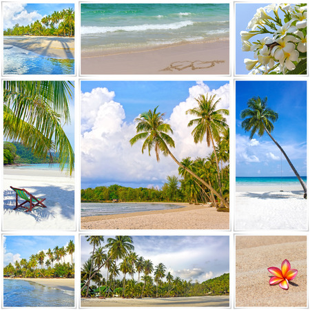 Collage of summer tropical beach image. Nature and travel backgroundの写真素材