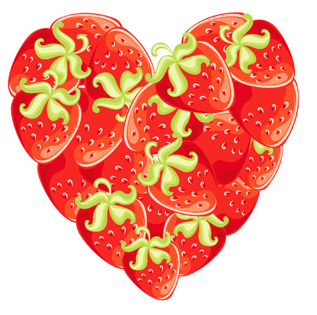 Vector strawberries in shape of heart. Symbol valentine and loveのイラスト素材