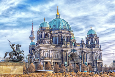 Berlin Cathedral (Berliner Dom) famous landmark in Berlin located on Museum Island, Germanyのeditorial素材