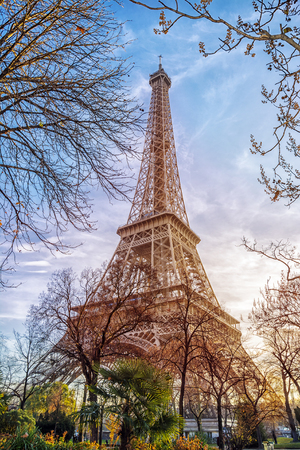 Eiffel Tower in Paris, France. Romantic travel backgroundの写真素材