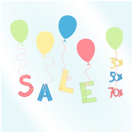 colorful balloons with sale wordのイラスト素材