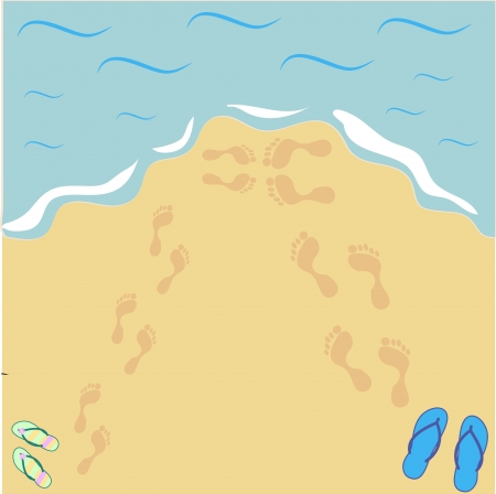 man s and woman s footprints on the beachのイラスト素材