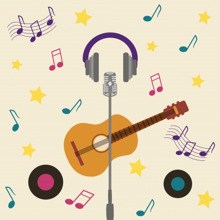 musical card with guitarのイラスト素材