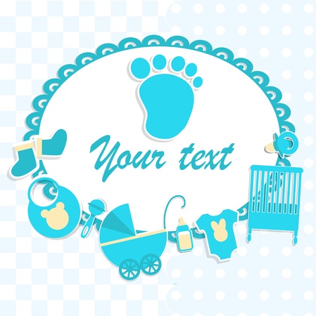 Card for newborn in scrabbook style or baby shower invitationのイラスト素材