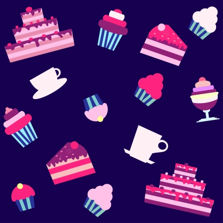 seamless background with cakes and dessertsのイラスト素材