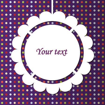 abstract design with round paper frame on dot backgroundのイラスト素材