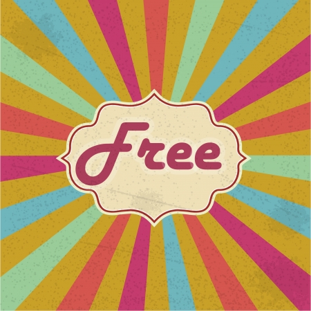 retro card  background with word "free"のイラスト素材