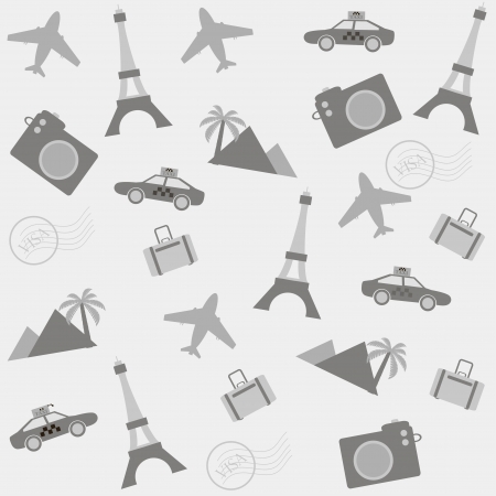 seamless travel background with travel iconsのイラスト素材