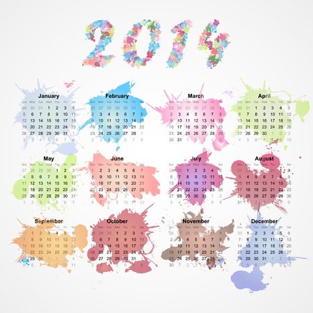 grunge splash calendar for 2014のイラスト素材