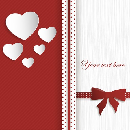 valentines day card on red-white background with paper heartのイラスト素材