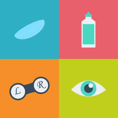 Vector black optometry 16 icon set. Optician, ophtalmology, vision correction, eye test, eye care, eye diagnostic. Optical setのイラスト素材