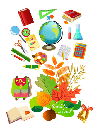 The set of school icons on the background.のイラスト素材