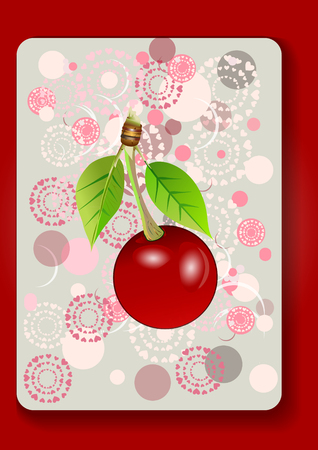 A card with a cupcake and a cherry . vector illustration. A Happy birthday background with cherryのイラスト素材