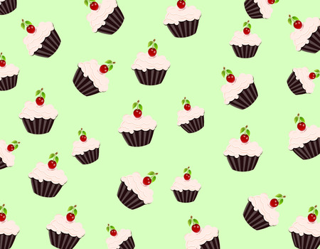 vector illustration. flyer background with cake on the top cherryのイラスト素材