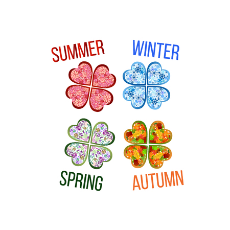 Season icons. Four Seasons of the year . Vector illustration.のイラスト素材