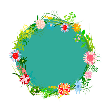The flowers background is. Vector illustration summer or spring themes. Set of colour plantsのイラスト素材