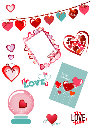 Happy valentines day card. Heart banner, frame, flyer background with hearts.のイラスト素材