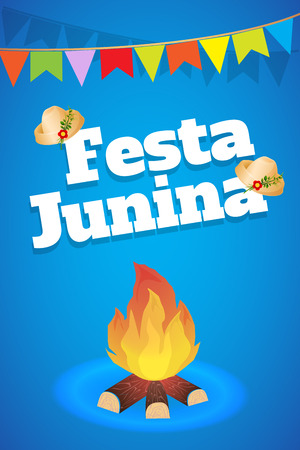 Festa Junina Brazil Topic Festival. Folklore holiday. It is a vector illustration.のイラスト素材