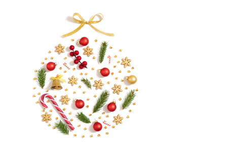 Christmas decorations in the shape of a Christmas bauble isolated on awhite background. Happy New...