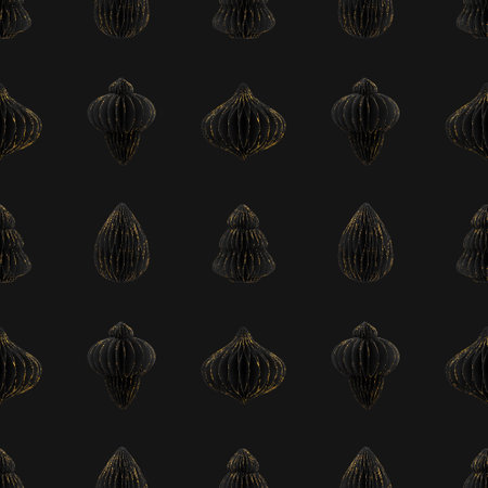 Christmas seamless pattern with black golden festive baubles on a black background. Holiday and Christmas decorations.の写真素材