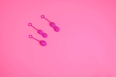 kegel trainer. Latex vaginal vibrator for training the pelvic floor muscles with an antenna. The device for imbuilding. Women Health. High quality . Copy space.の写真素材