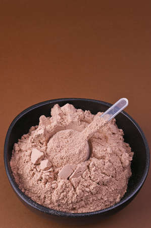 Sports nutrition. Protein powder for cocktails. Free space for text. Copy space.