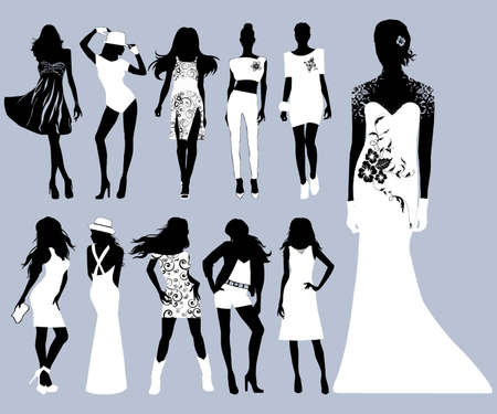Girls Silhouettes のイラスト素材