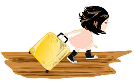 Travel girl with baggageのイラスト素材