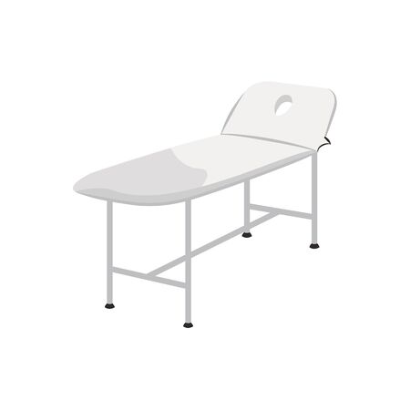 Stylized folding massage table isolated on white background. Vector cartoon illustration in flat style. Icon for massage salon. Physiotherapy treatments in the SPA. Can be used in print, web.のイラスト素材
