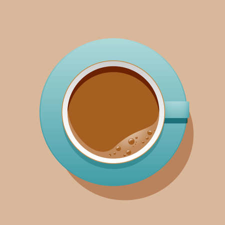 A cup of coffee on a table. Realistic, vector.のイラスト素材
