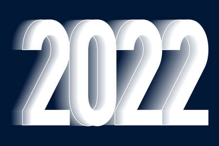 2022 year. 3D white digits on navy background. New Year banner. Vector.のイラスト素材