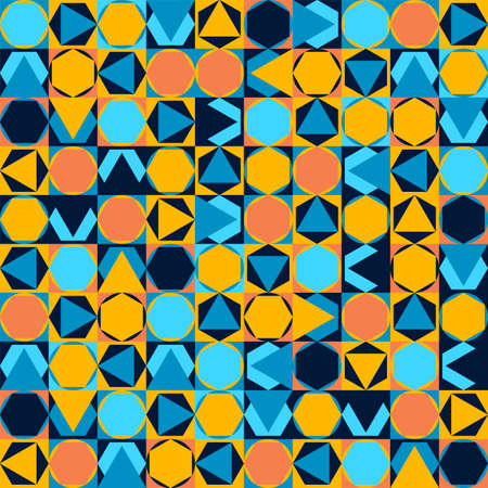 Modern vector abstract geometric background squares, circles and triangles. Simple shapes seamless...