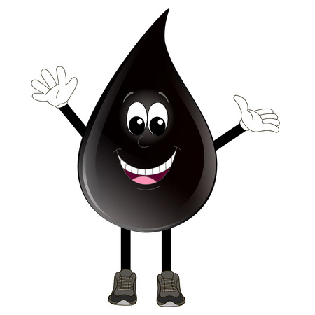 Petroleum Or Oil Drop Cartoon Character Waving. Vector Illustration Isolated On White Backgroundのイラスト素材