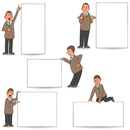 Man with blank banner, sign, poster.のイラスト素材