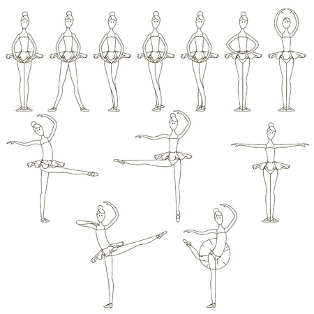 Set  of ballerina girls, children's ballet studio.のイラスト素材