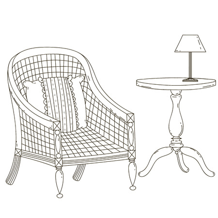 Vintage chair with a pillowのイラスト素材
