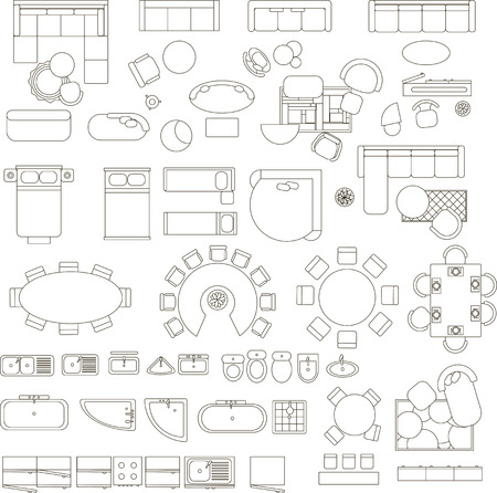 Furniture in top viewのイラスト素材