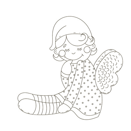 Vector illustration, isolated vector outline on white background. Drawn by hand.のイラスト素材