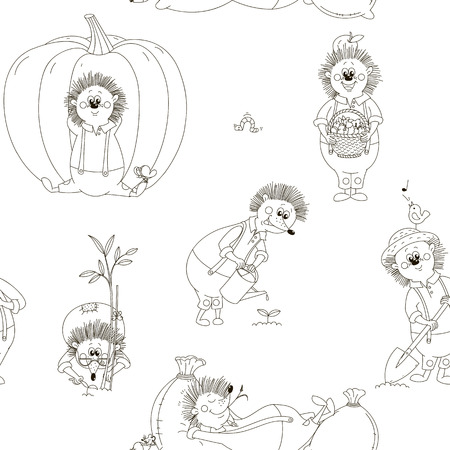 Isolated vector path. Seamless pattern on a white background. Colours easily changed. Drawn by hand, doodle.のイラスト素材