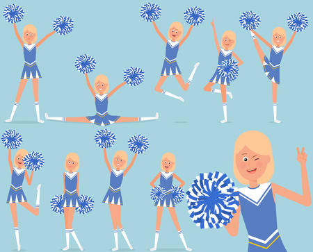 Set of a cheerful cheerleader character.のイラスト素材